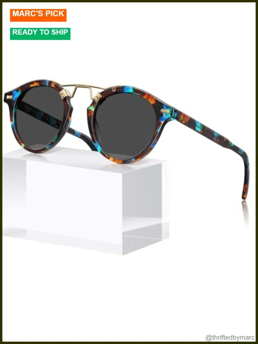 Womens Polarized Round Sunglasses Acetate Frame UV Protection Driving Shades